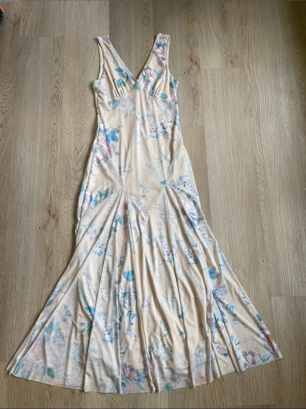 Eliane Rose Floral Mesh Maxi Dress XS NWT Romantic Drop Waist - Picture 2 of 12